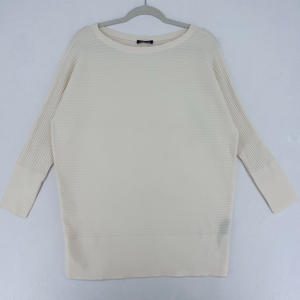 Eileen Fisher Bateau Neck Oversized Sweater Tunic Size Small Cream Wool Blend - Picture 2 of 8